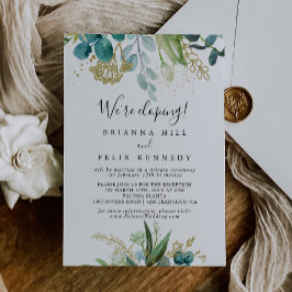 Gold Floral Tropical Green Elopement Reception Kaart