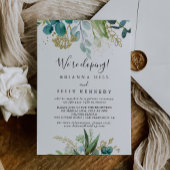 Gold Floral Tropical Green Elopement Reception Kaart