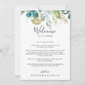 Gold Floral Tropical Green Wedding Welcome Letter (Voorkant)