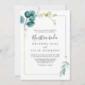 Gold Floral Tropical Greenery Nuestra Boda Wedding Kaart (Voorkant)