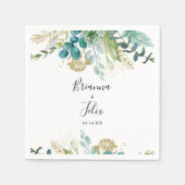 Gold Floral Tropical Greenery Wedding Napkin Servet (Voorkant)