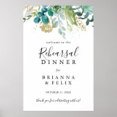 Gold Floral Tropical Rehearings Dinner Welcome Sig Poster (Voorkant)