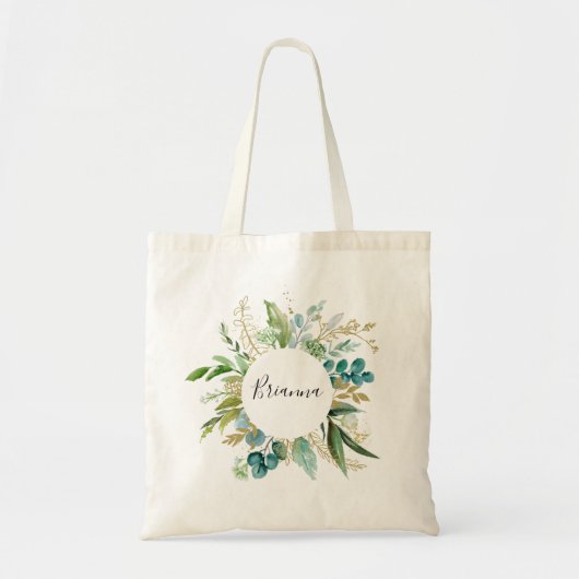 Gold Floral Tropische Groene Bridesmaïde Canvas ta Tote Bag (Voorkant)