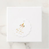 Gold Floral Unicorn Baby shower Bedankjes Labels (In situ)