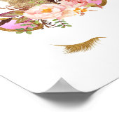 Gold Floral Unicorn Face Nursery Print Poster (Hoek)