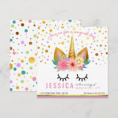 Gold Floral Unicorn Kaart (Voorkant / Achterkant)