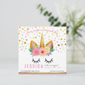 Gold Floral Unicorn Kaart (Staand voorkant)