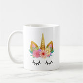 Gold Floral Unicorn Koffiemok (Links)