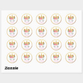 Gold Floral Unicorn Ronde Sticker (Vel)
