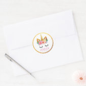 Gold Floral Unicorn Ronde Sticker (Envelop)