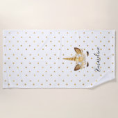 Gold Floral Unicorn Strandlaken (Voorkant)