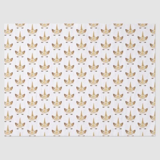 Gold Floral Unicorn Tissuepapier (Voorkant)