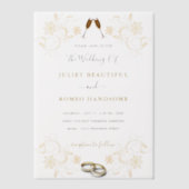 Gold Floral Vellum Huwelijksuitnodiging Sjabloon (Voorkant)