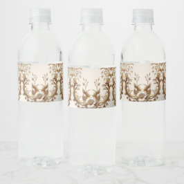 Gold Floral Water Bottle Label Waterfles Etiket