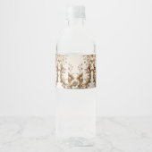 Gold Floral Water Bottle Label Waterfles Etiket (Voorkant)