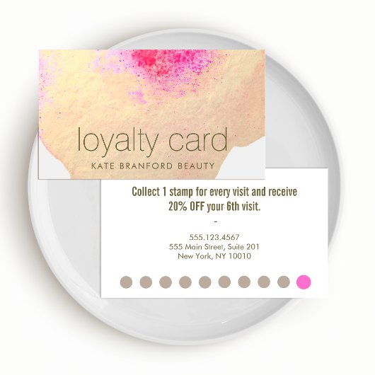 Gold Floral Waterverf 10 Punch Salon Loyalty Card