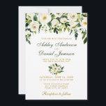 Gold Floral Waterverf Green Wedding Invitation G Kaart<br><div class="desc">Waterverf Floral Botanical Green and White Wedding Invitation - Gold en Green Script</div>