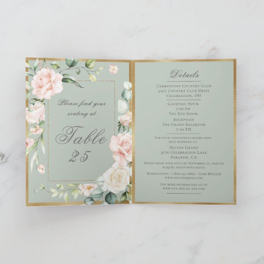 Gold Floral Waterverf Romantic Wedding (Binnen)