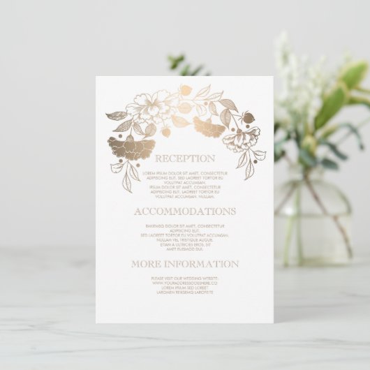 Gold Floral Wedding Details - Informatie Informatiekaartje (Staand voorkant)