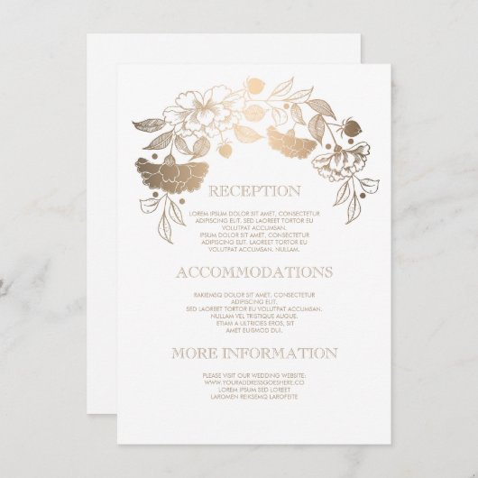 Gold Floral Wedding Details - Informatie Informatiekaartje (Voorkant / Achterkant)
