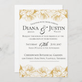 Gold Floral Wedding Invitation Kaart (Voorkant / Achterkant)