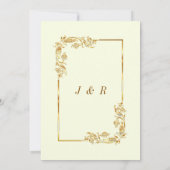 Gold Floral Wedding Invitation + Rings & Champagne (Achterkant)