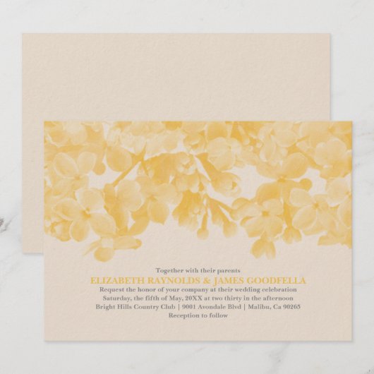 Gold Floral Wedding Invitations Kaart (Voorkant / Achterkant)