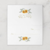 Gold Floral Wedding Plaatskaartje (Buitenkant ongevouwen)