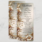 Gold Floral Wedding Program Programmakaart (Voorkant / Achterkant)
