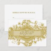 GOLD FLORAL Wedding RSVP-kaart RSVP Kaartje (Voorkant / Achterkant)