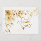 Gold Floral Wedding Thank You Card Bedankkaart (Voorkant)