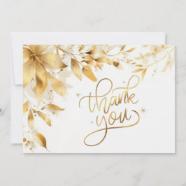 Gold Floral Wedding Thank You Card Bedankkaart