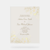 Gold Floral Wedding Uitnodiging Acryl Bord (Voorkant)