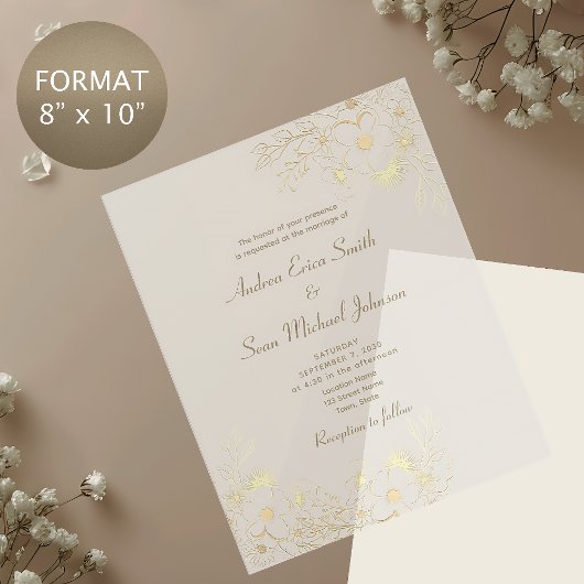 Gold Floral Wedding Uitnodiging Acryl Bord