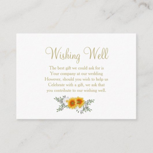 Gold Floral Wedding Well Informatiekaartje (Voorkant)