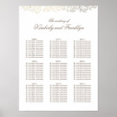 Gold Floral White Wedding Seating Chart Poster (Voorkant)