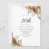 Gold Floral Womans Mannen 30th Birthday Party Invi Kaart (Voorkant)