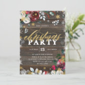 Gold Floral Wood - Uitnodiging voor Kerstmis (Staand voorkant)