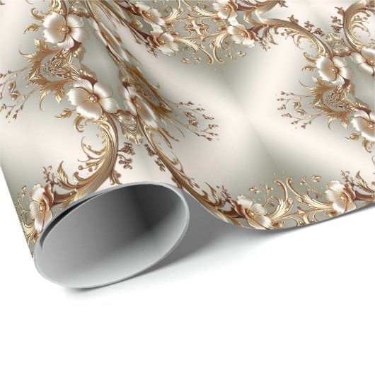 Gold Floral Wrapping Paper Cadeaupapier (Rol Hoek)
