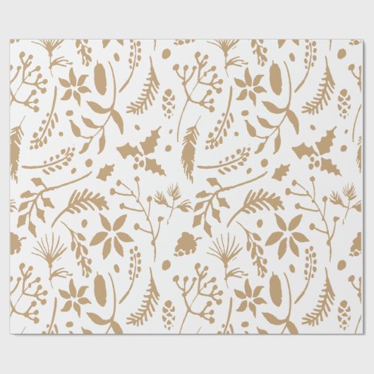 Gold Floral Wrapping Paper Cadeaupapier (Vlak)