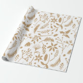 Gold Floral Wrapping Paper Cadeaupapier (Uitgerold)