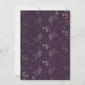 Gold Floral Wreath Monogram Plum Wedding Kaart (Achterkant)