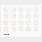 Gold Floral Wreath Wedding Initialen Ronde Sticker (Vel)