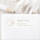 Gold Floral WreatMonogram Return Address Label (Insitu)