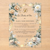 Gold Florals Invitación Bodas de Oro Acryl Uitnodigingen (Voorkant)