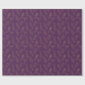 Gold Florals On Violet Wedding Wrapping Paper Cadeaupapier (Vlak)