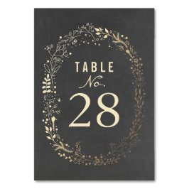 Gold Florals Wedding Table Numbers Kaart