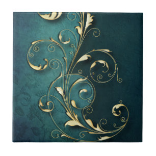 Gold Florentine Scrolls Tile Tegeltje