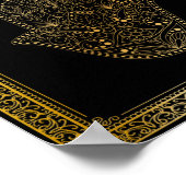 Gold Flourish Hamsa Kabbalah Art print (Hoek)