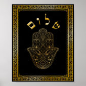 Gold Flourish Hamsa Kabbalah Art print (Voorkant)
